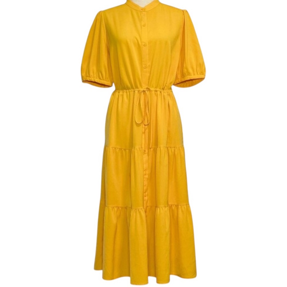 Popsugar Marigold Yellow Tiered Midi Dress Women’s Medium